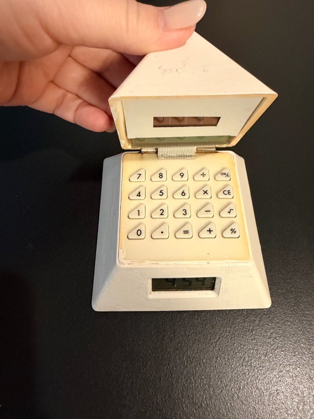 Vintage pyramid digital clock with calculator, functional. Solar + Battery